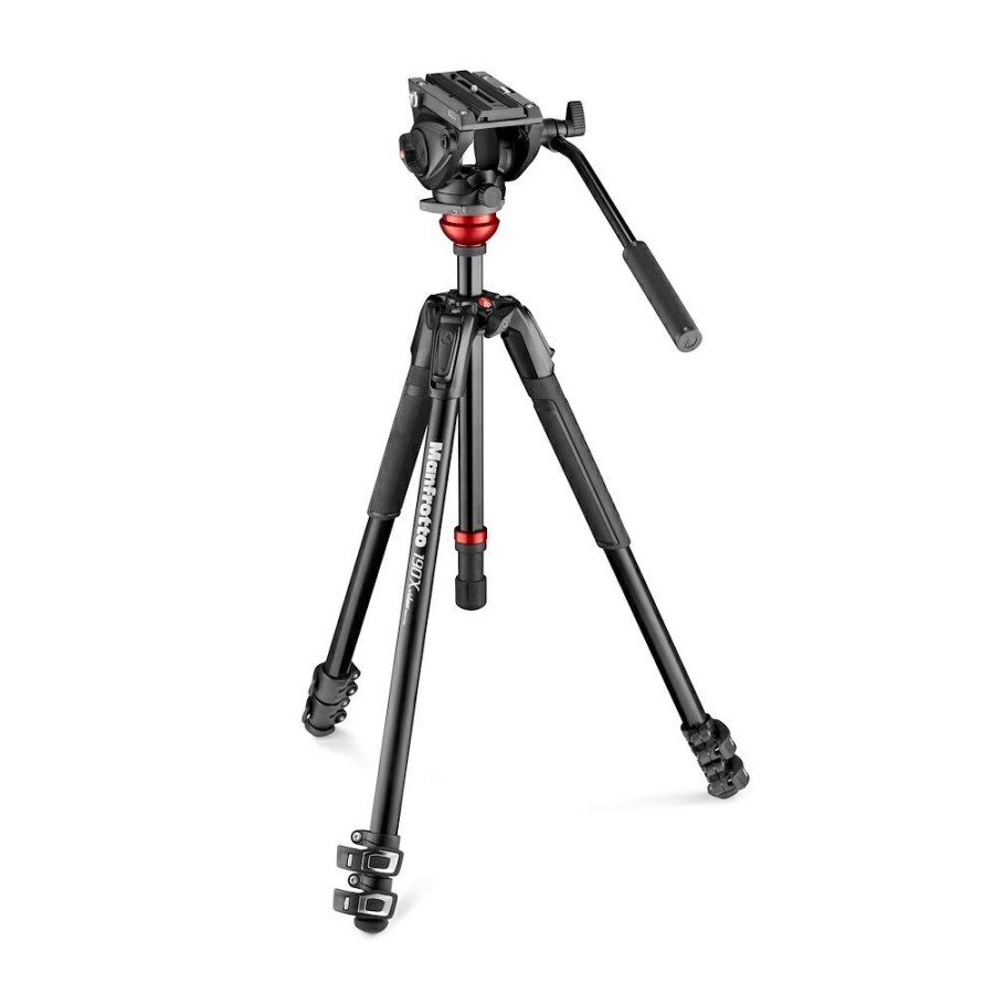 Video tripods Manfrotto | 500 Fluid Videokop Met Platte Basis En 190X Video Aluminium Statief