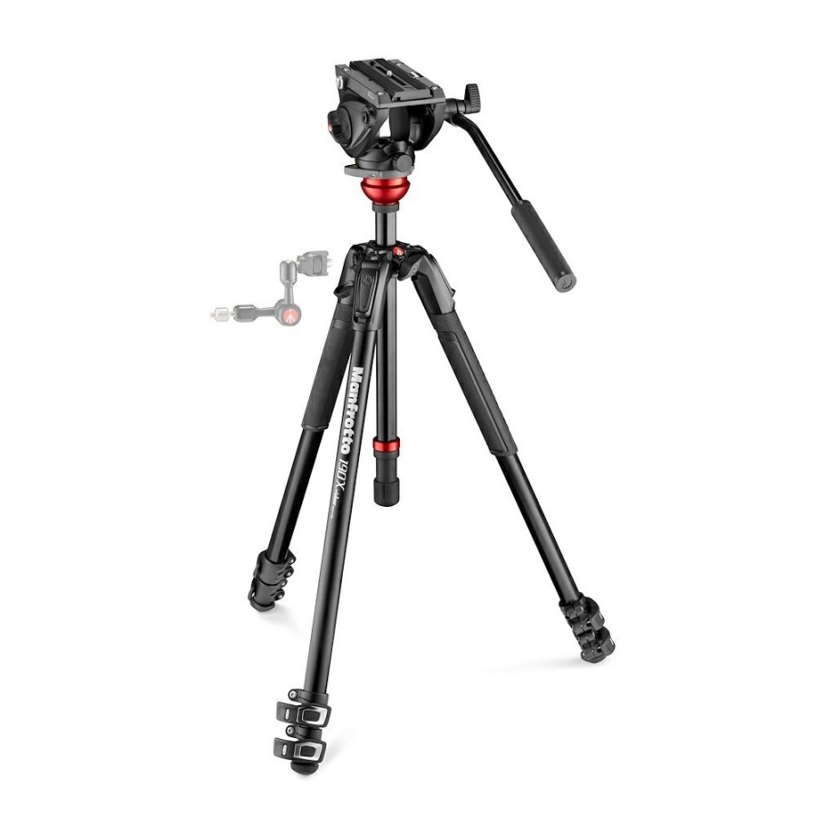 Video tripods Manfrotto | 500 Fluid Videokop Met Platte Basis En 190X Video Aluminium Statief